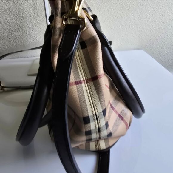 Burberry Haymarket Check Top Handle Bag Brown - Picture 6 of 16